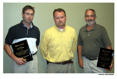 Matt Moore Presents awards to Robb Tinney (l) and Gary Gokey (r)